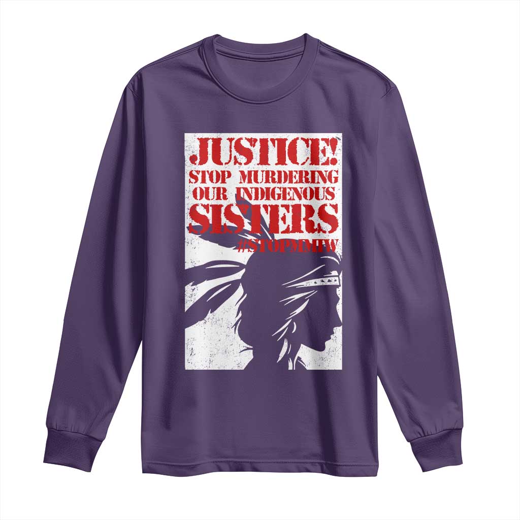MMIW Awareness Long Sleeve Shirt Justice Stop Murdering Our Indigenous Sisters TS10 Purple Print Your Wear