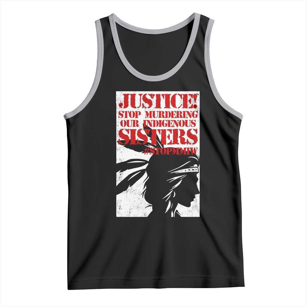 MMIW Awareness Tank Top Justice Stop Murdering Our Indigenous Sisters TS10 Black Athletic Heather Print Your Wear