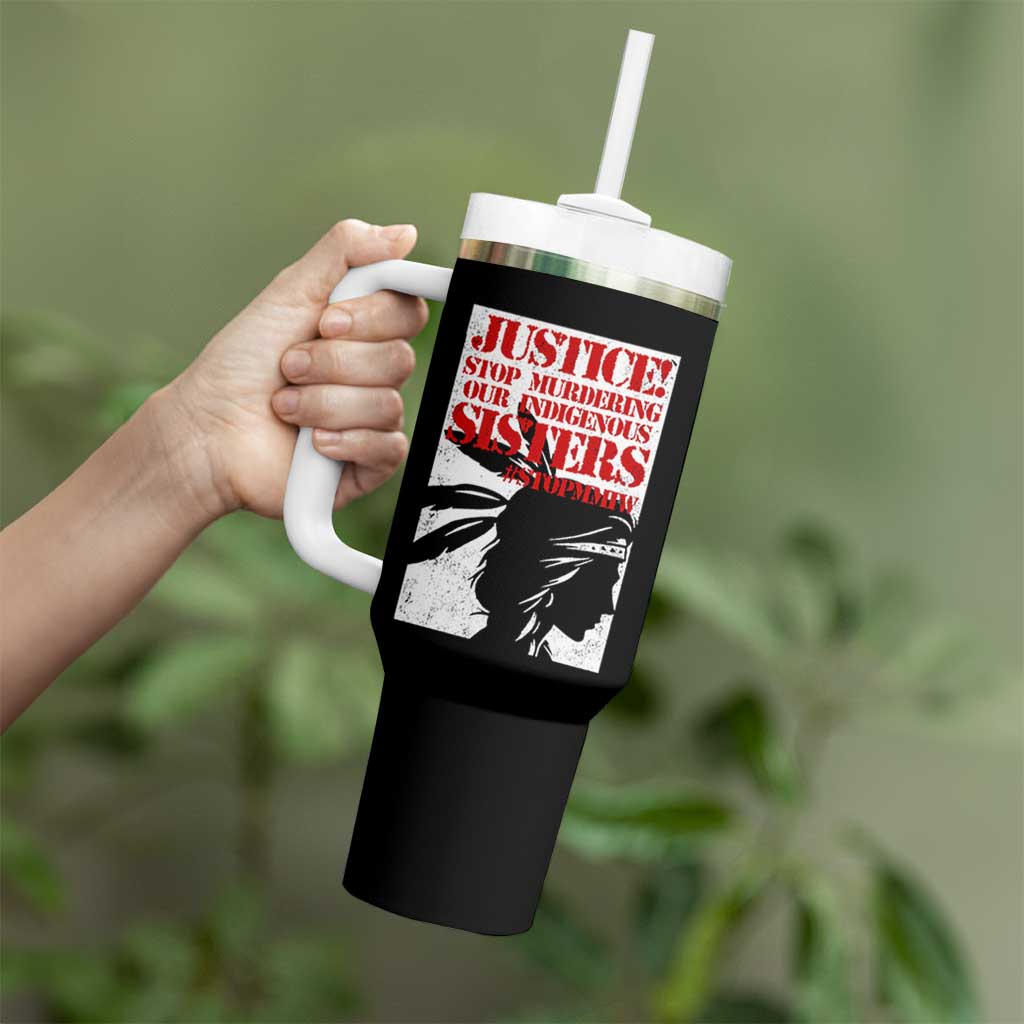 MMIW Awareness Tumbler With Handle Justice Stop Murdering Our Indigenous Sisters TS10 Print Your Wear