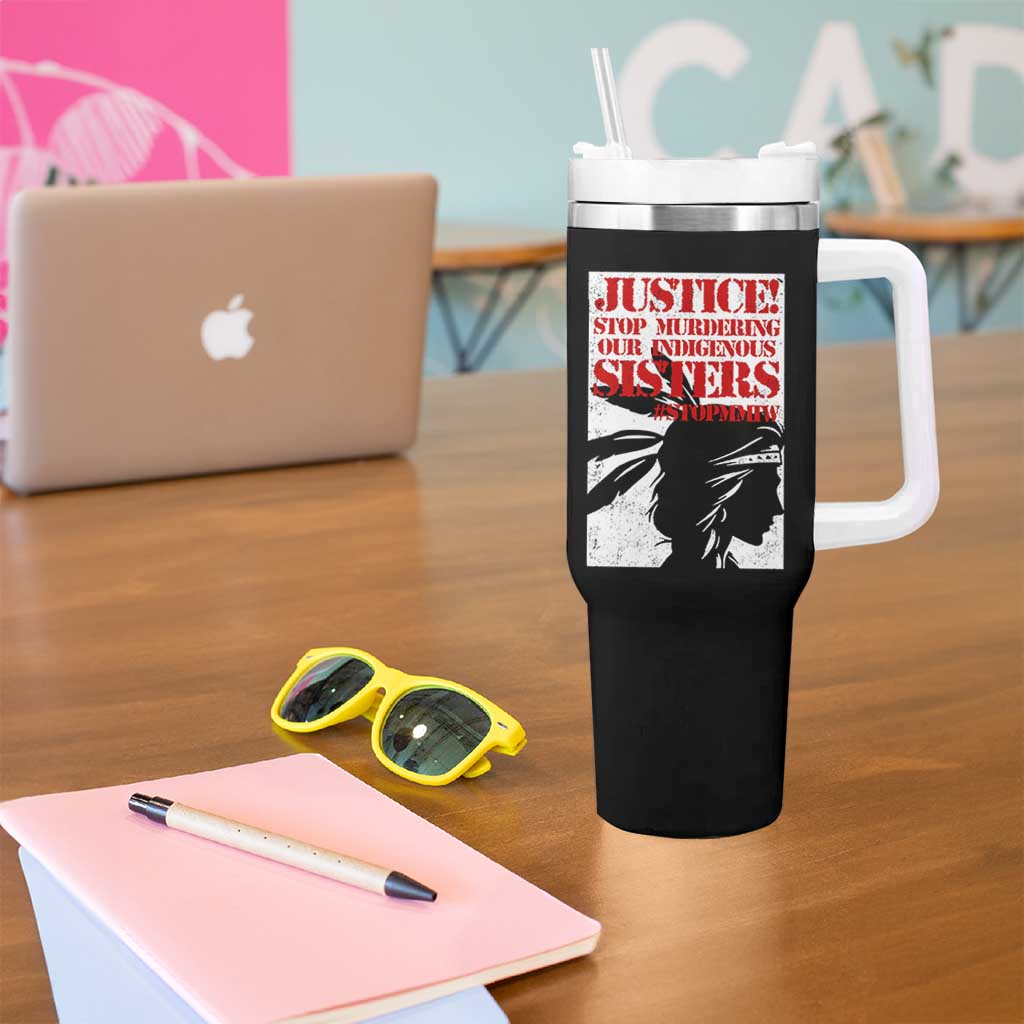 MMIW Awareness Tumbler With Handle Justice Stop Murdering Our Indigenous Sisters TS10 Print Your Wear