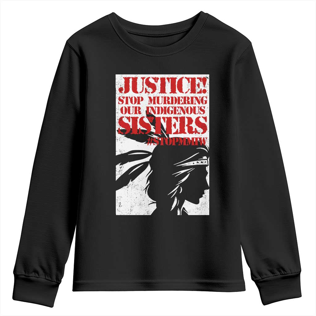 MMIW Awareness Youth Sweatshirt Justice Stop Murdering Our Indigenous Sisters TS10 Black Print Your Wear