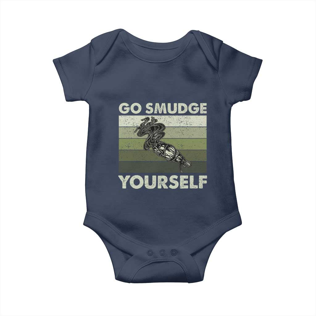 Go Smudge Yourself Baby Onesie Funny Sage Bundle Smudging Feather TS10 Navy Print Your Wear