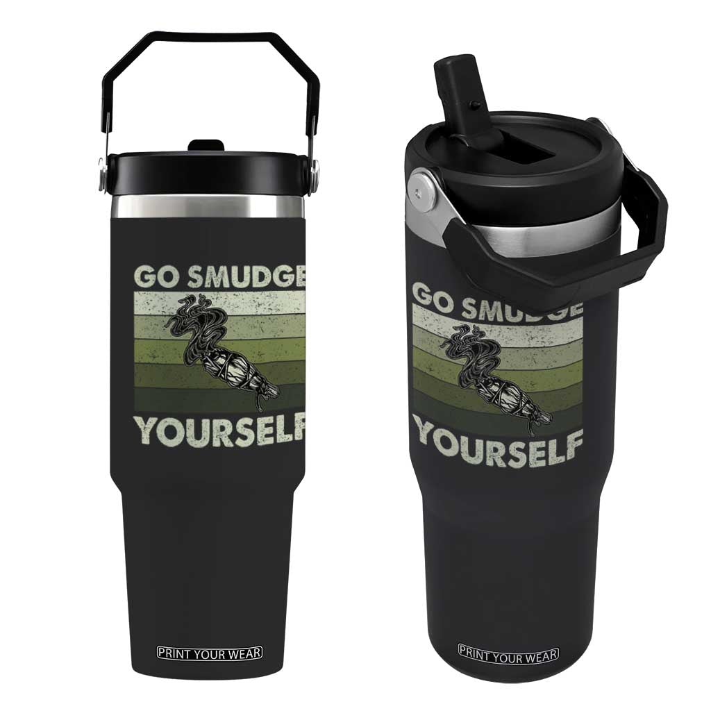 Go Smudge Yourself Flip Straw Tumbler Funny Sage Bundle Smudging Feather TS10 One Size: 30 oz Black Print Your Wear