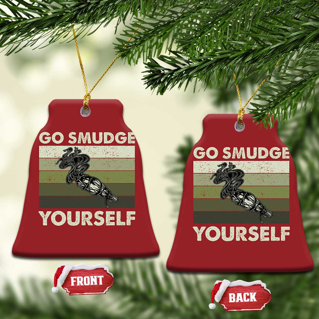 Go Smudge Yourself Christmas Ornament Funny Sage Bundle Smudging Feather TS10 Bell Flake Red Print Your Wear