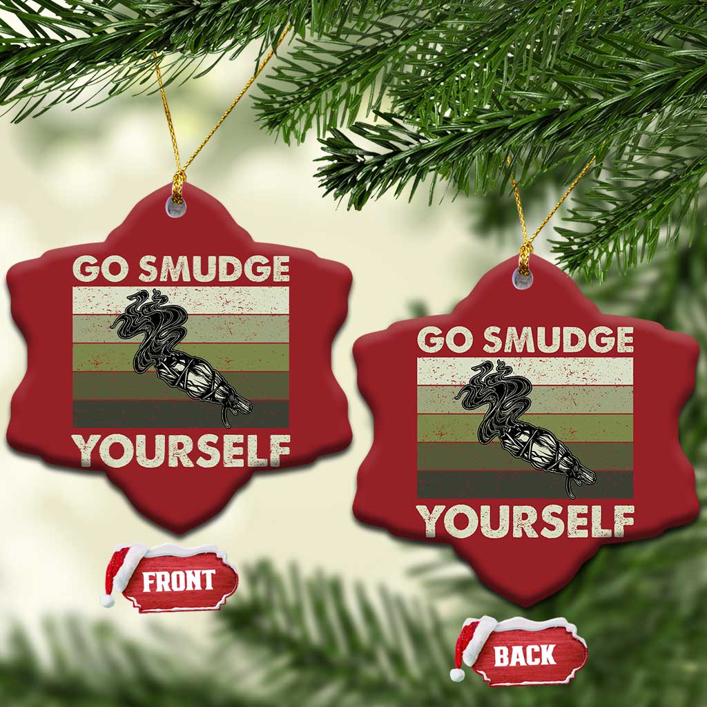 Go Smudge Yourself Christmas Ornament Funny Sage Bundle Smudging Feather TS10 Snow Flake Red Print Your Wear