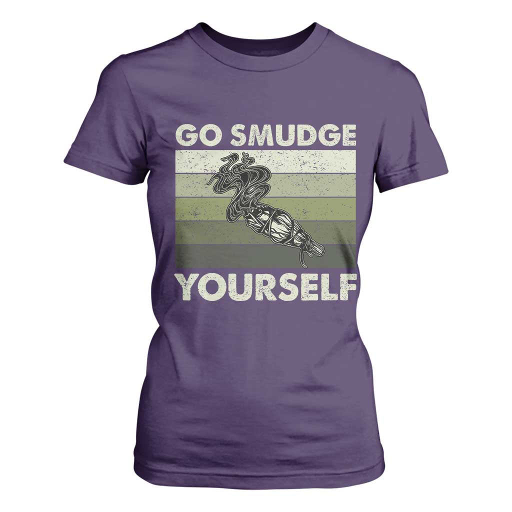 Go Smudge Yourself T Shirt For Women Funny Sage Bundle Smudging Feather TS10 Purple Print Your Wear