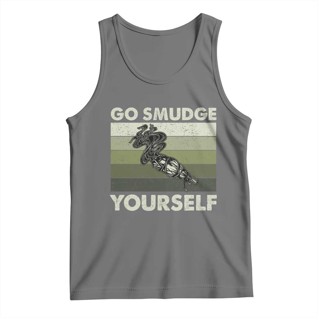 Go Smudge Yourself Tank Top Funny Sage Bundle Smudging Feather TS10 Black Heather Print Your Wear