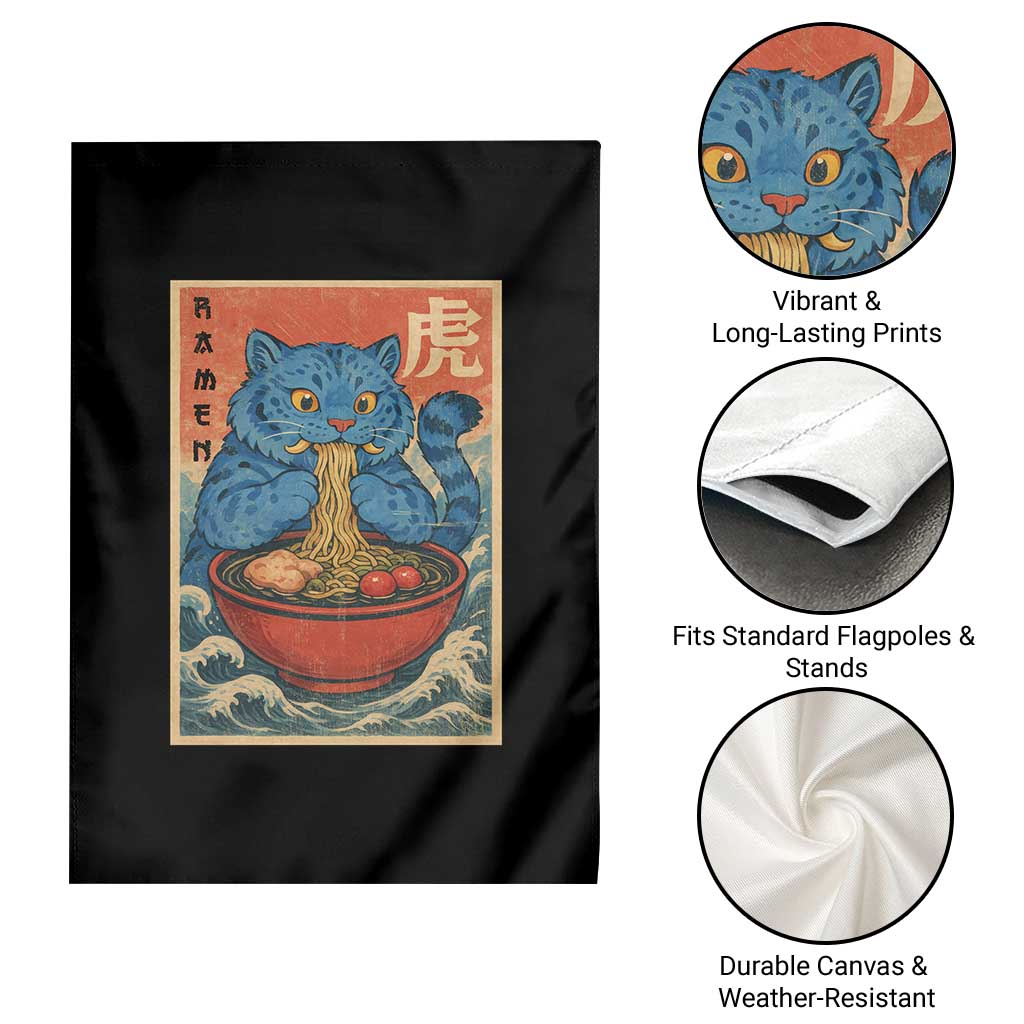 Anime Blue Cat Ramen Garden Flag Vintage Japanese Art Funny Kawaii Demon Cat Tiger TS10 Print Your Wear