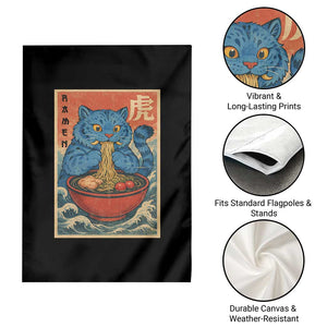 Anime Blue Cat Ramen Garden Flag Vintage Japanese Art Funny Kawaii Demon Cat Tiger TS10 Print Your Wear