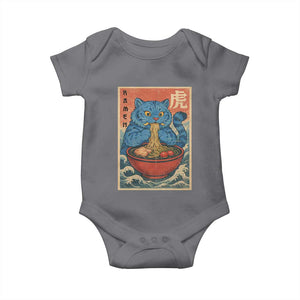 Anime Blue Cat Ramen Baby Onesie Vintage Japanese Art Funny Kawaii Demon Cat Tiger TS10 Charcoal Print Your Wear