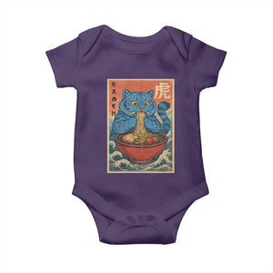 Anime Blue Cat Ramen Baby Onesie Vintage Japanese Art Funny Kawaii Demon Cat Tiger TS10 Purple Print Your Wear
