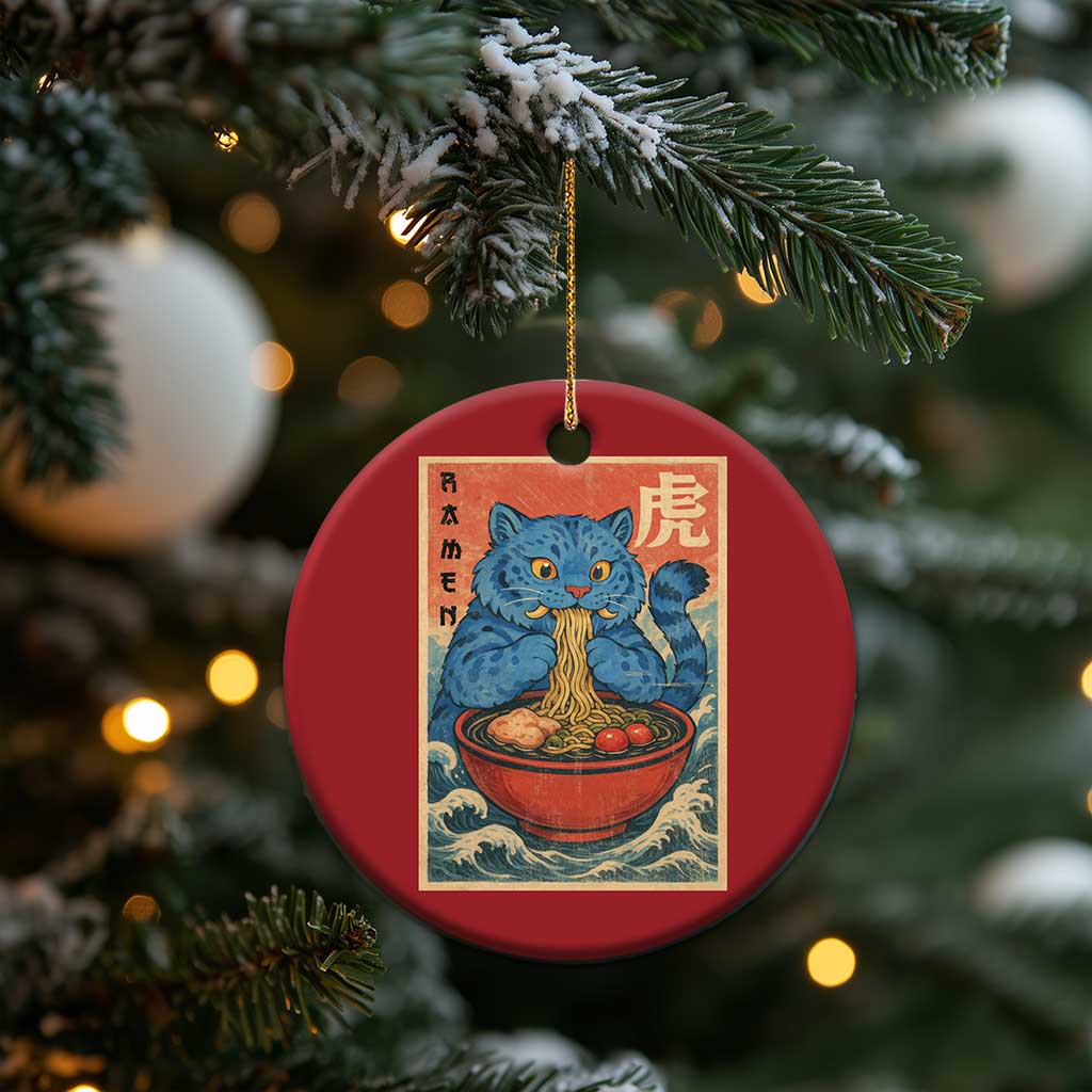 Anime Blue Cat Ramen Christmas Ornament Vintage Japanese Art Funny Kawaii Demon Cat Tiger TS10 Print Your Wear