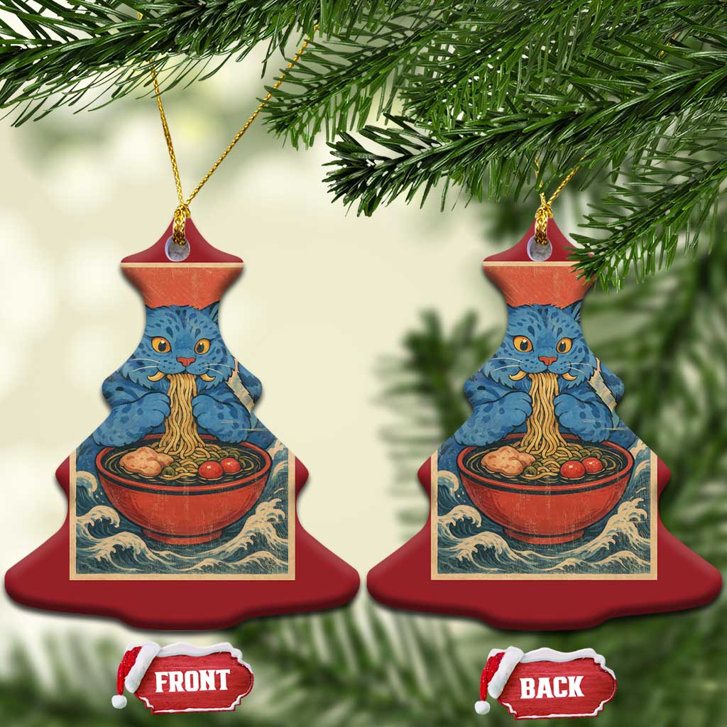Anime Blue Cat Ramen Christmas Ornament Vintage Japanese Art Funny Kawaii Demon Cat Tiger TS10 Christmas Tree Red Print Your Wear