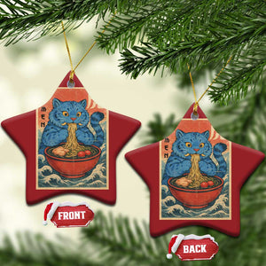 Anime Blue Cat Ramen Christmas Ornament Vintage Japanese Art Funny Kawaii Demon Cat Tiger TS10 Star Red Print Your Wear