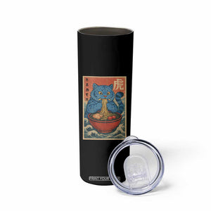 Anime Blue Cat Ramen Skinny Tumbler Vintage Japanese Art Funny Kawaii Demon Cat Tiger TS10 Print Your Wear