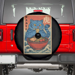 Anime Blue Cat Ramen Spare Tire Cover Vintage Japanese Art Funny Kawaii Demon Cat Tiger TS10 Black Print Your Wear