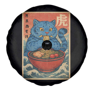 Anime Blue Cat Ramen Spare Tire Cover Vintage Japanese Art Funny Kawaii Demon Cat Tiger TS10 Print Your Wear