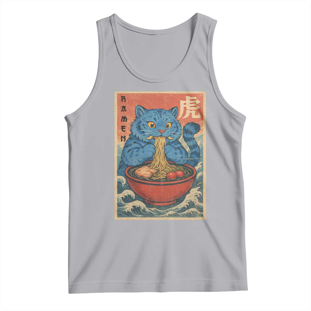 Anime Blue Cat Ramen Tank Top Vintage Japanese Art Funny Kawaii Demon Cat Tiger TS10 Athletic Heather Print Your Wear