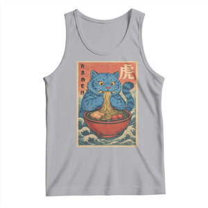 Anime Blue Cat Ramen Tank Top Vintage Japanese Art Funny Kawaii Demon Cat Tiger TS10 Athletic Heather Print Your Wear