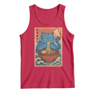Anime Blue Cat Ramen Tank Top Vintage Japanese Art Funny Kawaii Demon Cat Tiger TS10 Red Print Your Wear