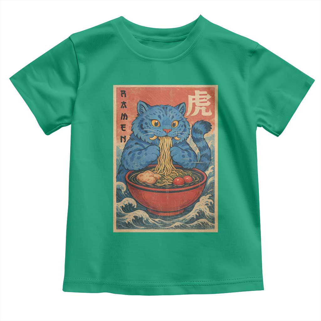 Anime Blue Cat Ramen Toddler T Shirt Vintage Japanese Art Funny Kawaii Demon Cat Tiger TS10 Irish Green Print Your Wear