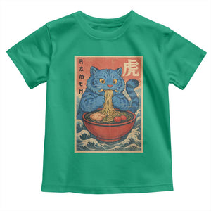 Anime Blue Cat Ramen Toddler T Shirt Vintage Japanese Art Funny Kawaii Demon Cat Tiger TS10 Irish Green Print Your Wear