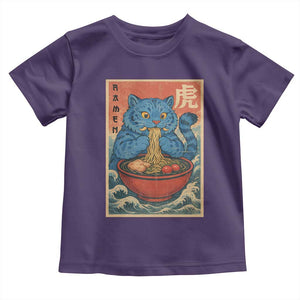 Anime Blue Cat Ramen Toddler T Shirt Vintage Japanese Art Funny Kawaii Demon Cat Tiger TS10 Purple Print Your Wear