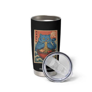 Anime Blue Cat Ramen Tumbler Cup Vintage Japanese Art Funny Kawaii Demon Cat Tiger TS10 Print Your Wear