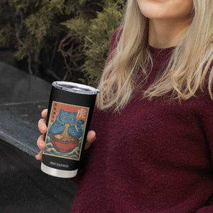 Anime Blue Cat Ramen Tumbler Cup Vintage Japanese Art Funny Kawaii Demon Cat Tiger TS10 Print Your Wear