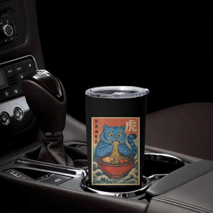 Anime Blue Cat Ramen Tumbler Cup Vintage Japanese Art Funny Kawaii Demon Cat Tiger TS10 Print Your Wear