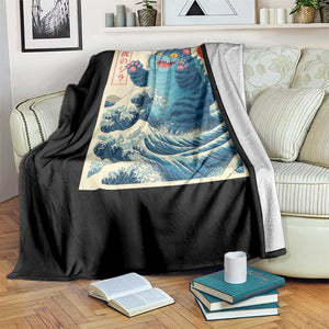 Blue Catzilla Cat Japanese Art Throw Blanket Kawaii Demon Tiger Funny Kitty Dad Gifts TS10 Print Your Wear