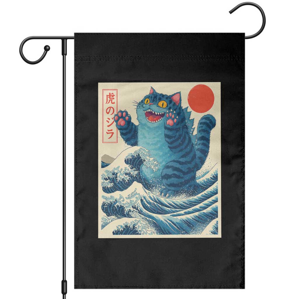 Blue Catzilla Cat Japanese Art Garden Flag Kawaii Demon Tiger Funny Kitty Dad Gifts TS10 Black Print Your Wear