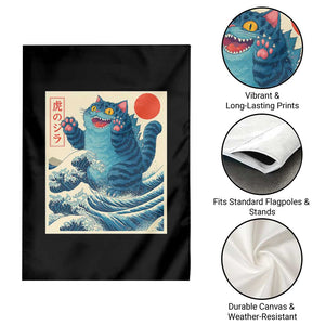 Blue Catzilla Cat Japanese Art Garden Flag Kawaii Demon Tiger Funny Kitty Dad Gifts TS10 Print Your Wear