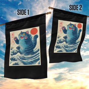 Blue Catzilla Cat Japanese Art Garden Flag Kawaii Demon Tiger Funny Kitty Dad Gifts TS10 Print Your Wear