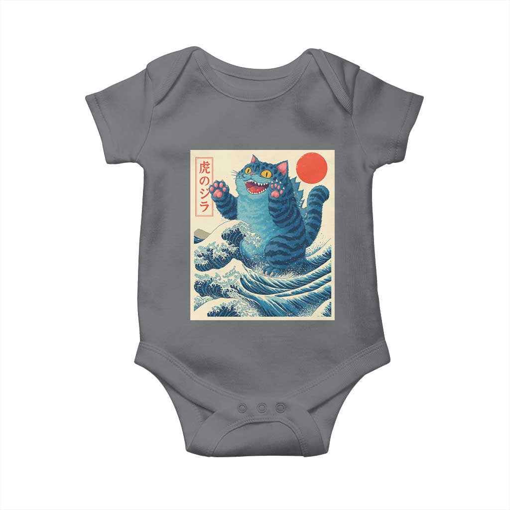 Blue Cat Giant Monster Japanese Art Baby Onesie Kawaii Demon Tiger Funny Kitty Dad Gifts TS10 Charcoal Print Your Wear