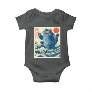 Blue Catzilla Cat Japanese Art Baby Onesie Kawaii Demon Tiger Funny Kitty Dad Gifts TS10 Dark Heather Print Your Wear