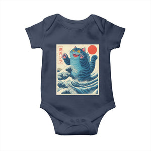 Blue Catzilla Cat Japanese Art Baby Onesie Kawaii Demon Tiger Funny Kitty Dad Gifts TS10 Navy Print Your Wear