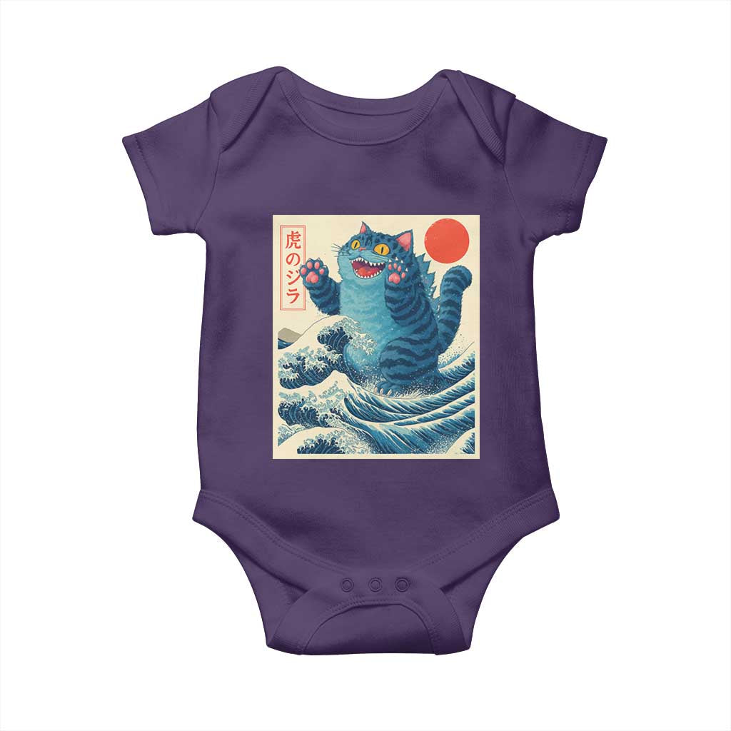 Blue Cat Giant Monster Japanese Art Baby Onesie Kawaii Demon Tiger Funny Kitty Dad Gifts TS10 Purple Print Your Wear