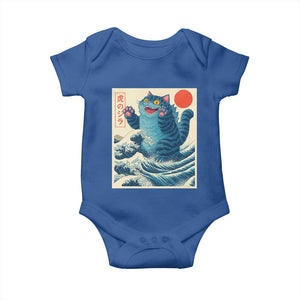 Blue Catzilla Cat Japanese Art Baby Onesie Kawaii Demon Tiger Funny Kitty Dad Gifts TS10 Royal Blue Print Your Wear
