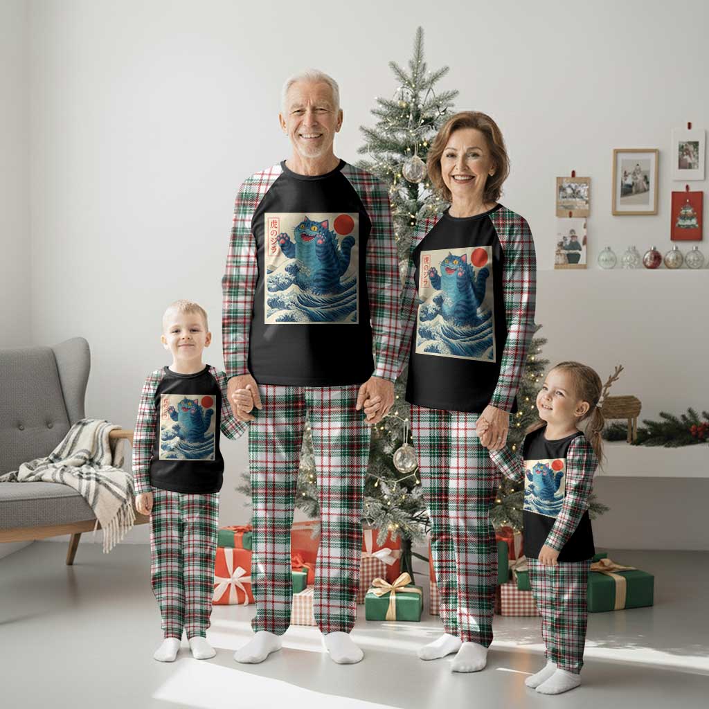 Blue Cat Giant Monster Japanese Art Plaid Pajama Set Kawaii Demon Tiger Funny Kitty Dad Gifts TS10 Christmas Plaid Print Your Wear