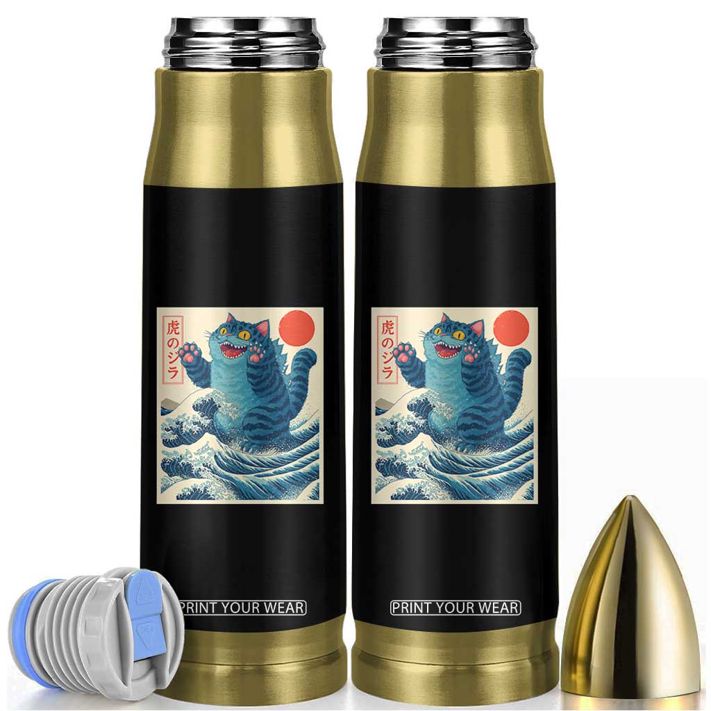 Blue Catzilla Cat Japanese Art Bullet Tumbler Kawaii Demon Tiger Funny Kitty Dad Gifts TS10 Black Print Your Wear