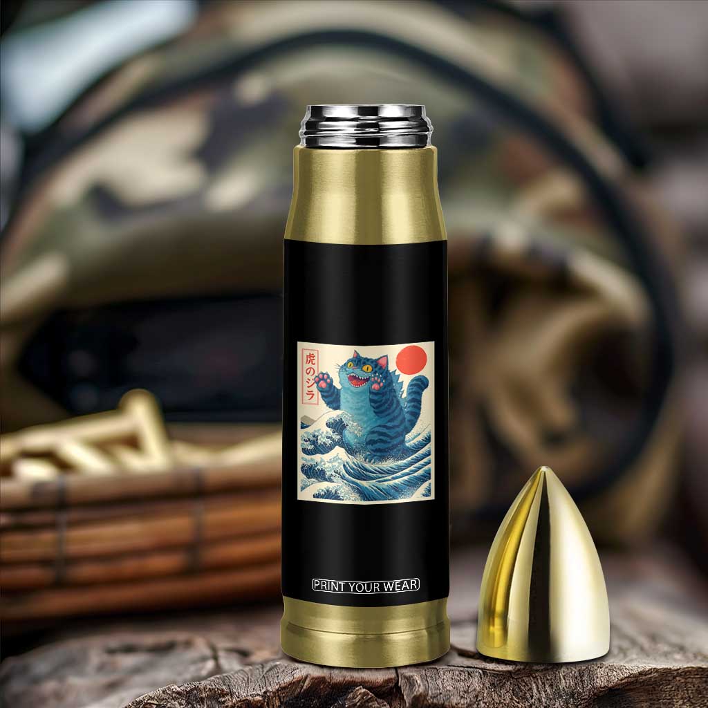 Blue Catzilla Cat Japanese Art Bullet Tumbler Kawaii Demon Tiger Funny Kitty Dad Gifts TS10 Print Your Wear
