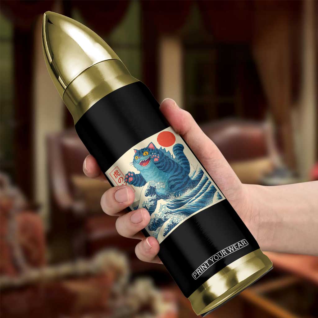 Blue Catzilla Cat Japanese Art Bullet Tumbler Kawaii Demon Tiger Funny Kitty Dad Gifts TS10 Print Your Wear