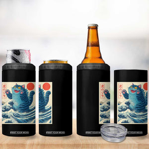 Blue Catzilla Cat Japanese Art 4 in 1 Can Cooler Tumbler Kawaii Demon Tiger Funny Kitty Dad Gifts TS10 Print Your Wear