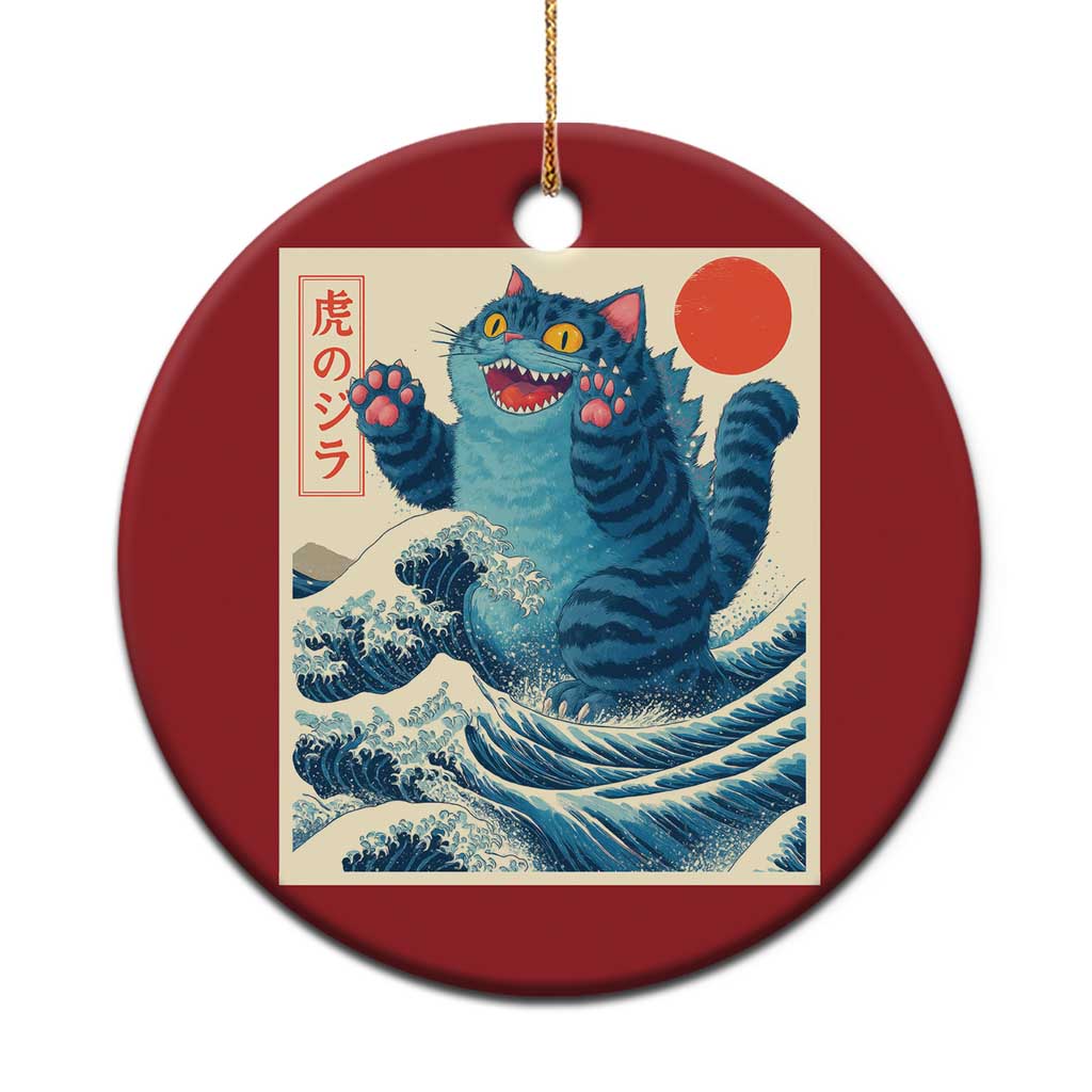 Blue Catzilla Cat Japanese Art Christmas Ornament Kawaii Demon Tiger Funny Kitty Dad Gifts TS10 Print Your Wear