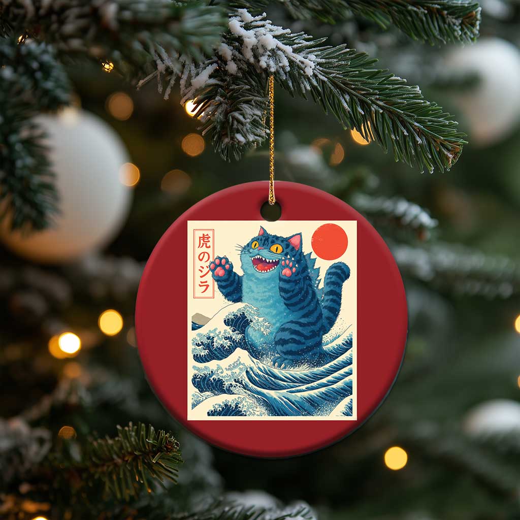 Blue Catzilla Cat Japanese Art Christmas Ornament Kawaii Demon Tiger Funny Kitty Dad Gifts TS10 Print Your Wear