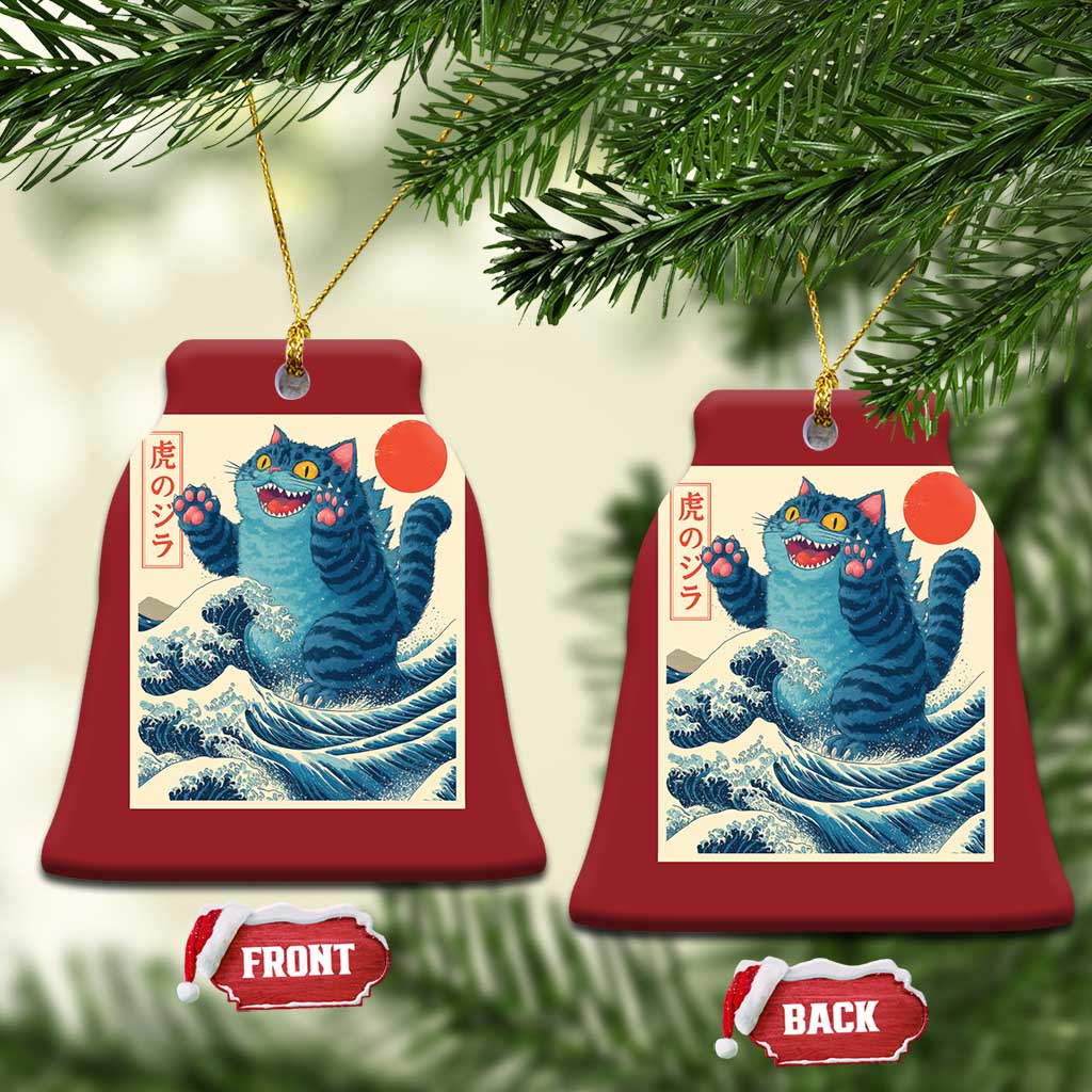 Blue Cat Giant Monster Japanese Art Christmas Ceramic Ornament Kawaii Demon Tiger Funny Kitty Dad Gifts TS10 Bell Flake Red Print Your Wear
