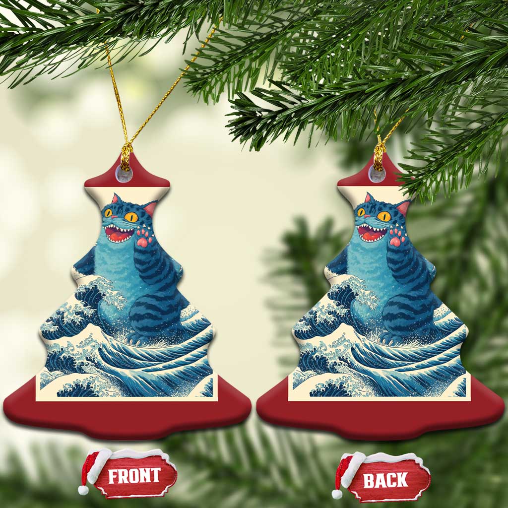 Blue Cat Giant Monster Japanese Art Christmas Ceramic Ornament Kawaii Demon Tiger Funny Kitty Dad Gifts TS10 Christmas Tree Red Print Your Wear