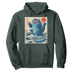 Blue Catzilla Cat Japanese Art Hoodie Kawaii Demon Tiger Funny Kitty Dad Gifts TS10 Dark Forest Green Print Your Wear