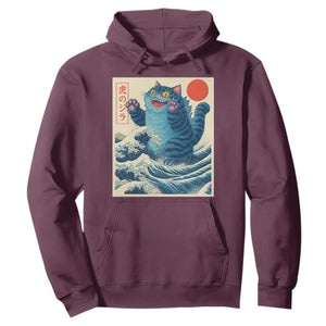Blue Catzilla Cat Japanese Art Hoodie Kawaii Demon Tiger Funny Kitty Dad Gifts TS10 Maroon Print Your Wear